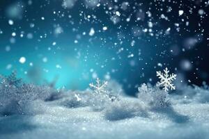 AI generated Natural winter christmas background with blue sky photo