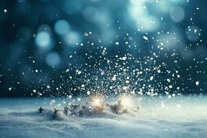 AI generated Natural winter christmas background with blue sky photo