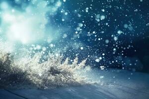 AI generated Natural winter christmas background with blue sky photo