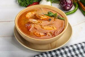 Thai Tom Yam soup with prawn photo