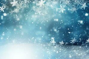 AI generated Natural winter christmas background with blue sky photo