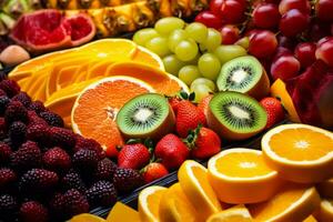AI generated Vibrant assortment of freshly sliced fruits. Generative AI photo