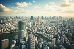 AI generated architecture building exterior in taipei city photo