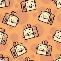 CUTE BREAD IS WEARING A HAT AND SHOWING DIFFERENT EXPRESSIONS. CARTOON PATTERN DESIGN. vector