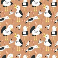 FLAT SEAGULL BIRD PATTERN DESIGN. vector