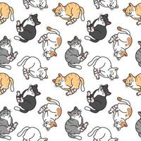 CUTE CATS IN SOME DIFFERENT COLORS IN WHITE BACKGROUND CARTOON SEAMLESS PATTERN DESIGN. vector