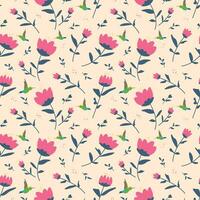 BEAUTIFUL FLORAL WITH BIRDS FLAT SEAMLESS PATTERN DESIGN vector