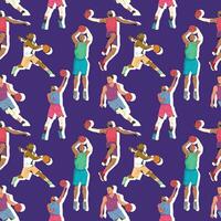 BASKETBALL PLAYERS ARE SHOWING SOME DIFFERENT MOVEMENTS. FLAT PATTERN DESIGN. vector