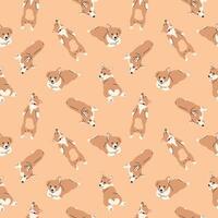 CUTE CORGIES IN SOME DIFFERENT SLEEPING MOVES FLAT PATTERN DESIGN. vector