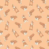 CUTE CORGIES IN SOME DIFFERENT SLEEPING MOVES FLAT PATTERN DESIGN. vector