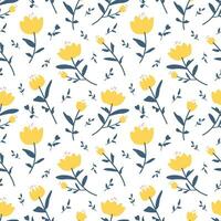 YELLOW FLOWERS IN WHITE BACKGROUND ABSTRACT SEAMLESS PATTERN vector