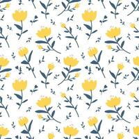 YELLOW FLOWERS IN WHITE BACKGROUND ABSTRACT SEAMLESS PATTERN vector