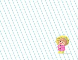 A CUTE GIRL WITH A YELLOW UMBRELLA IS STANDING UNDER THE RAIN FLAT PATTERN. vector