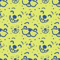CUTE SMILING DOGS FACE CARTOON SEAMLESS PATTERN vector