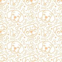 SMILING DOGS HEAD AND BONES CARTOON SEAMLESS PATTERN vector