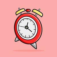 Red alarm clock on background in flat style. Vector illustration