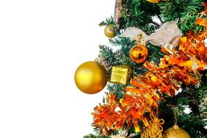 Close up christmas tree with decorations, copy space area photo