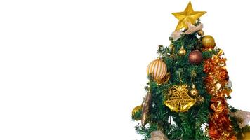 christmas tree with decorations, copy space area photo