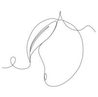 Continuous one simple single abstract line drawing of mango icon in silhouette on a white background. Linear stylized. vector