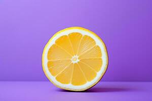 AI generated Photo of fresh lemon on colour background