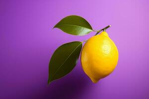 AI generated Photo of fresh lemon on colour background