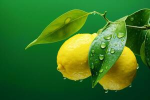 AI generated Photo of fresh lemon on colour background