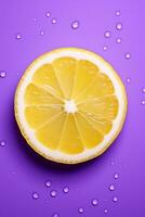 AI generated Photo of fresh lemon on colour background