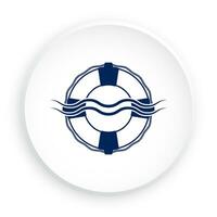 Life ring icon in neomorphism style for mobile app. Equipment for rescue of drowning. Button for mobile application or web. Vector on white background