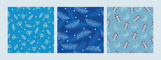 Set of seamless winter patterns with hand drawn winter. Pattern on the swatch panel.lements. vector