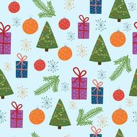 New Year and Christmas seamless pattern with festive winter elements. vector