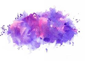 púrpura salpicaduras de pintar acuarela en blanco papel. foto
