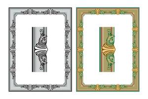 Vintage floral classic calligraphic retro vignette scroll frames ornamental design elements black and color set isolated vector