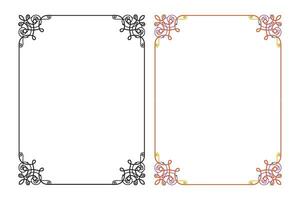 Vintage floral classic calligraphic retro vignette scroll frames ornamental design elements black and color set isolated vector