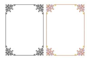 Vintage floral classic calligraphic retro vignette scroll frames ornamental design elements black and color set isolated vector