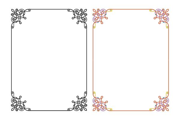 Vintage floral classic calligraphic retro vignette scroll frames ornamental design elements black and color set isolated vector