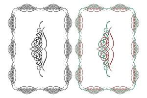 Vintage floral classic calligraphic retro vignette scroll frames ornamental design elements black and color set isolated vector
