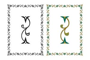 Vintage floral classic calligraphic retro vignette scroll frames ornamental design elements black and color set isolated vector