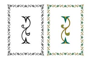 Vintage floral classic calligraphic retro vignette scroll frames ornamental design elements black and color set isolated vector