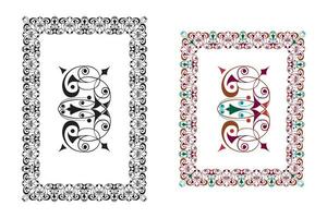 Vintage floral classic calligraphic retro vignette scroll frames ornamental design elements black and color set isolated vector