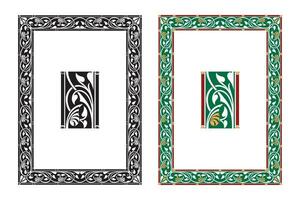 Vintage floral classic calligraphic retro vignette scroll frames ornamental design elements black and color set isolated vector