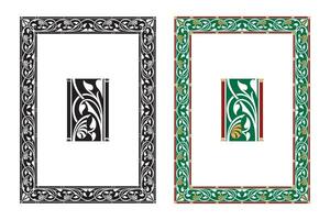 Vintage floral classic calligraphic retro vignette scroll frames ornamental design elements black and color set isolated vector