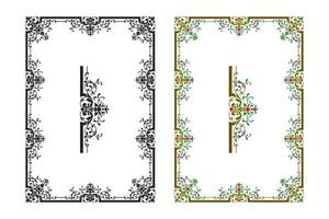 Vintage floral classic calligraphic retro vignette scroll frames ornamental design elements black and color set isolated vector