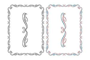Vintage floral classic calligraphic retro vignette scroll frames ornamental design elements black and color set isolated vector