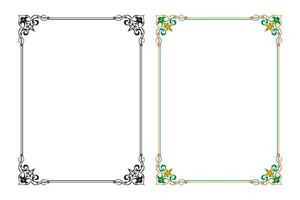 Vintage floral classic calligraphic retro vignette scroll frames ornamental design elements black and color set isolated vector
