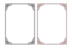 Vintage floral classic calligraphic retro vignette scroll frames ornamental design elements black and color set isolated vector