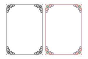 Vintage floral classic calligraphic retro vignette scroll frames ornamental design elements black and color set isolated vector