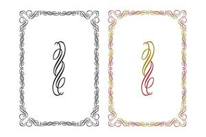 Vintage floral classic calligraphic retro vignette scroll frames ornamental design elements black and color set isolated vector