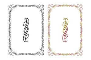 Vintage floral classic calligraphic retro vignette scroll frames ornamental design elements black and color set isolated vector