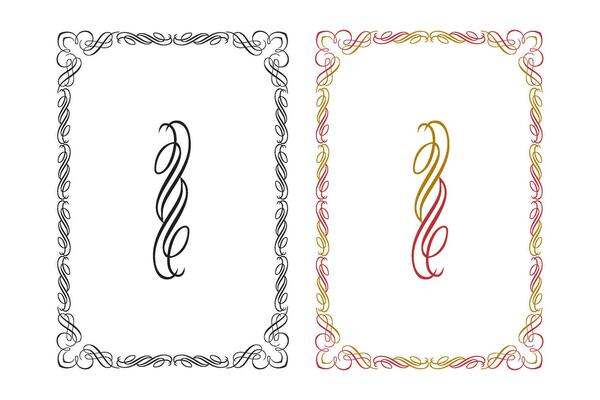 Vintage floral classic calligraphic retro vignette scroll frames ornamental design elements black and color set isolated vector