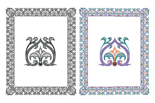 Vintage traditional realistic black and color frames set on white background isolated vector illustration